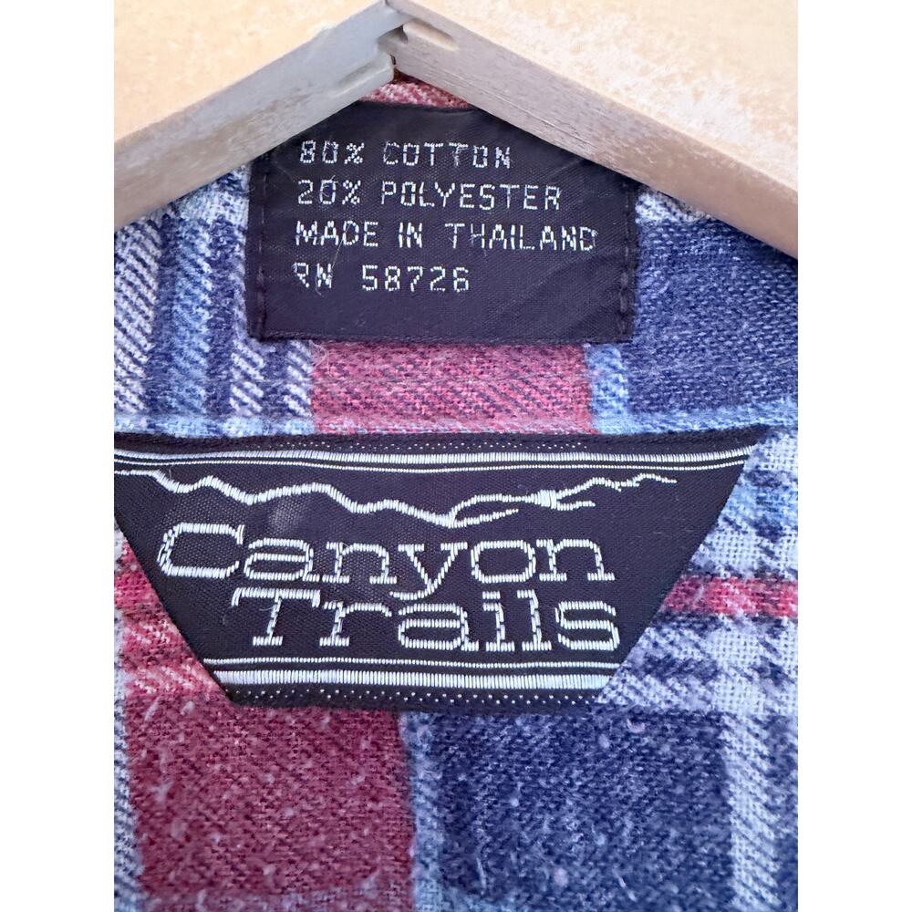 Canyon Trails Flannel Shirt Mens 2XL Red Blue Plaid Western Snap Button - Picture 3 of 4